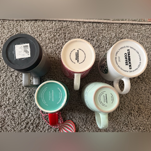 Lot of 5 Starbucks Colorful Mug Set with Red and Green Designs - Picture 4 of 4